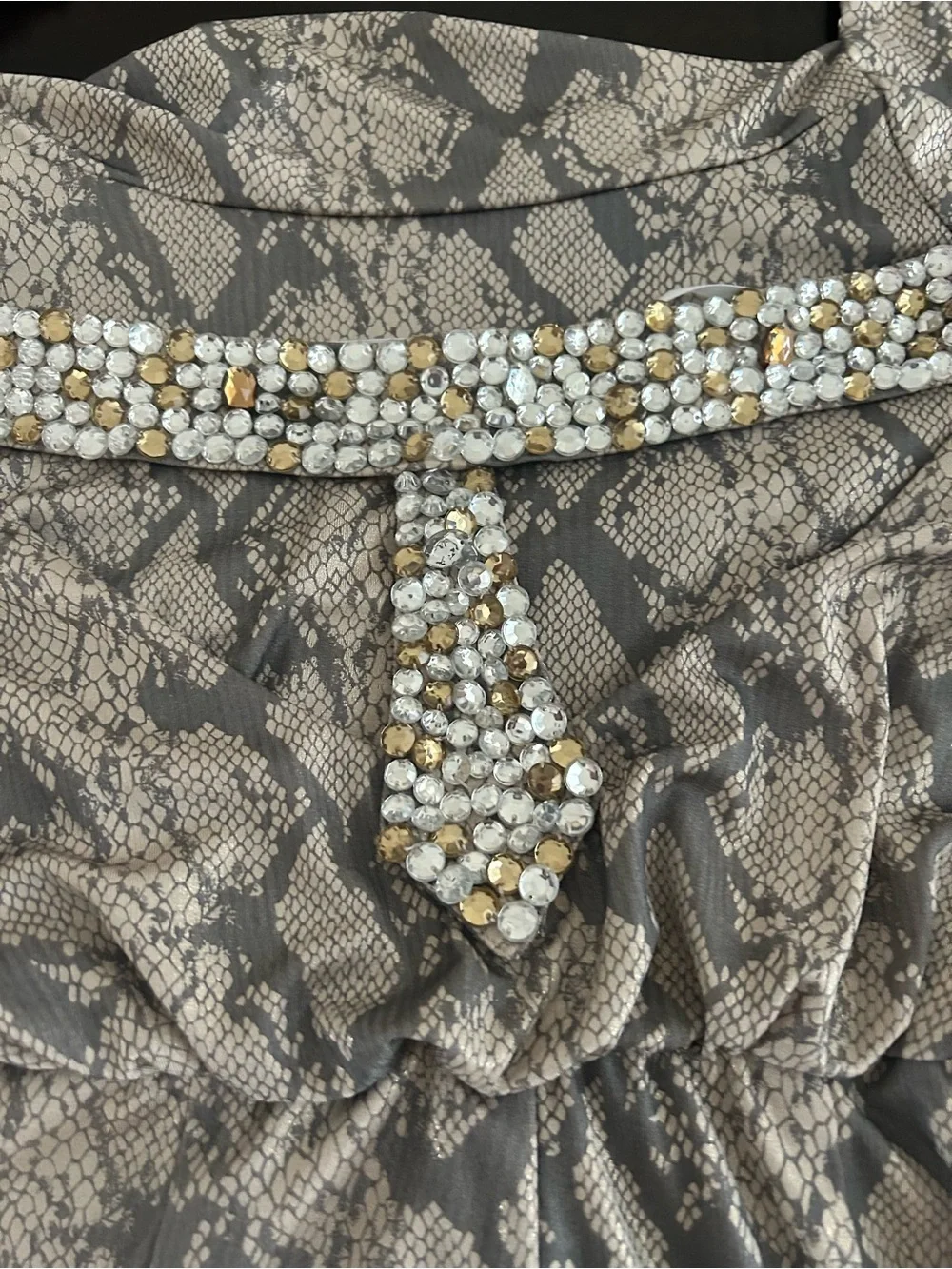 Girls' Beaded Halter Dress in Taupe Snake Printe Size S by speechless